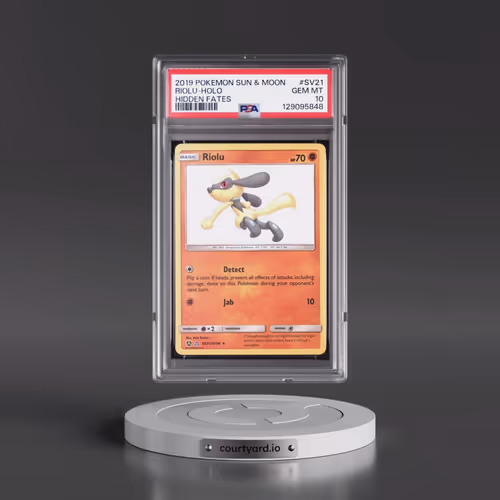 2019 Pokémon Sun & Moon Hidden Fates #SV21 Riolu - Holo (PSA 10 GEM MINT)