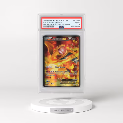2016 Pokémon XY Black Star Promo #XY121 Charizard EX - Holo Full Art Red & Blue Collection-Jumbo (PSA 9 MINT)
