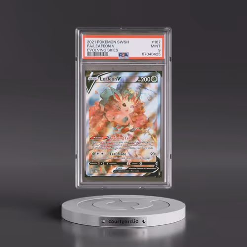 2021 Pokémon Sword & Shield Evolving Skies #167 Leafeon V - Holo Full Art (PSA 9 MINT)