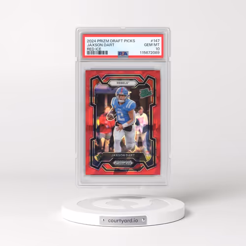 2024 Panini Prizm Draft Picks #147 Jaxson Dart - Red Ice (PSA 10 GEM MINT)