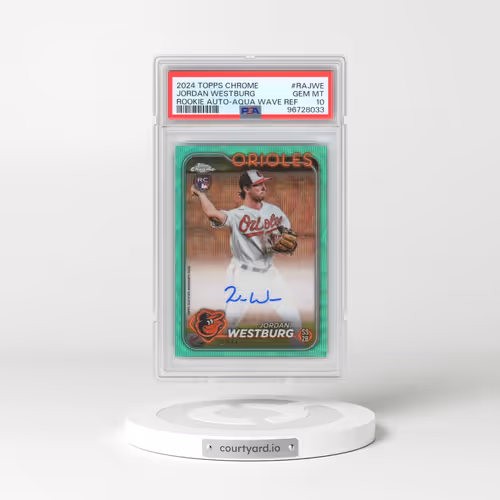 2024 Topps Chrome Rookie Autographs #RAJWE Jordan Westburg - Aqua Wave (PSA 10 GEM MINT)