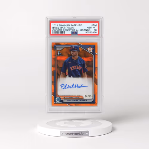 2024 Bowman Sapphire Edition Chrome Prospects Sapphire Autographs #BM Brice Matthews - Orange (PSA 1