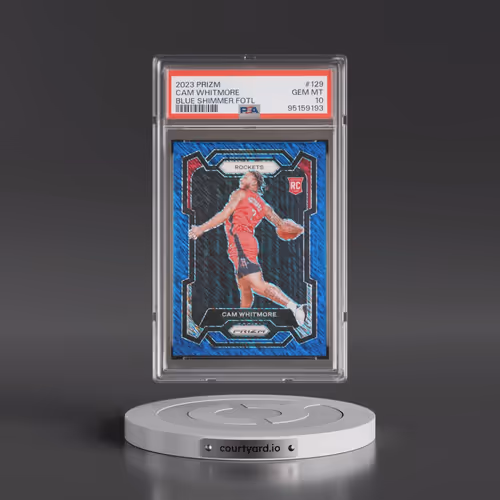 2023 Panini Prizm #129 Cam Whitmore - Blue Shimmer Fotl (PSA 10 GEM MINT)