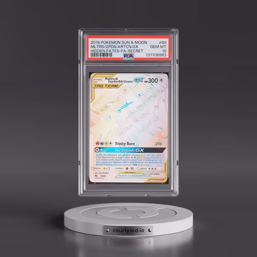 2019 Pokémon Sun & Moon Hidden Fates #69 Moltres & Zapdos & Articuno GX - Holo Full Art Secret (PSA