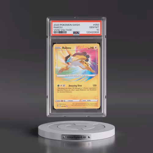 2020 Pokémon Sword & Shield Vivid Voltage #050 Raikou (PSA 10 GEM MINT)