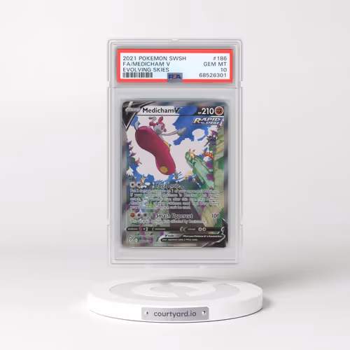 2021 Pokémon Sword & Shield Evolving Skies #186 Medicham V - Holo Full Art (PSA 10 GEM MINT)