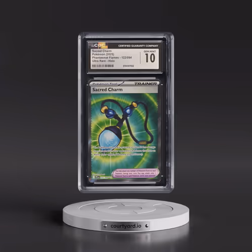 2025 Pokémon Pfl EN-Phantasmal Flames #122 Sacred Charm - Ultra Rare (CGC 10 GEM MINT)