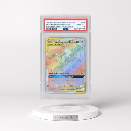 2019 Pokémon Sun & Moon Hidden Fates #69 Moltres & Zapdos & Articuno GX - Holo Full Art Secret (PSA 10 GEM MINT)