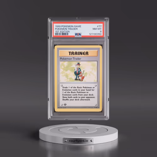 1999 Pokémon Game #77 Pokemon Trader - 1st Edition (PSA 8 NM-MT)