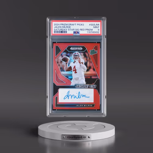 2024 Panini Prizm Draft Picks Saturday Star Signatures #SSSJMI Jalen Milroe - Red Prizm (PSA 9 MINT)
