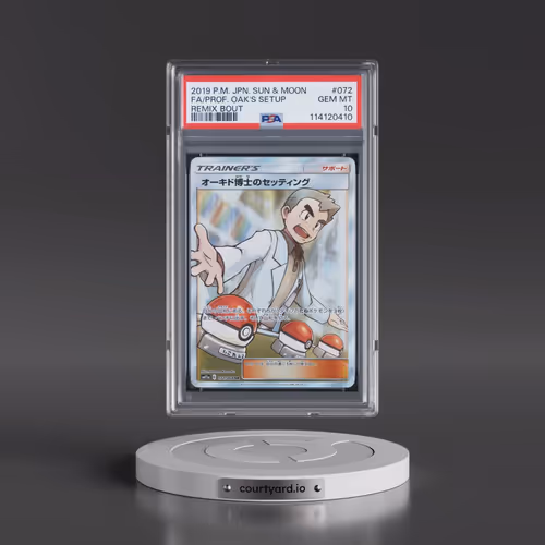 2019 Pokémon Sun & Moon Remix Bout #072 Professor Oak's Setup - Full Art (PSA 10 GEM MINT)