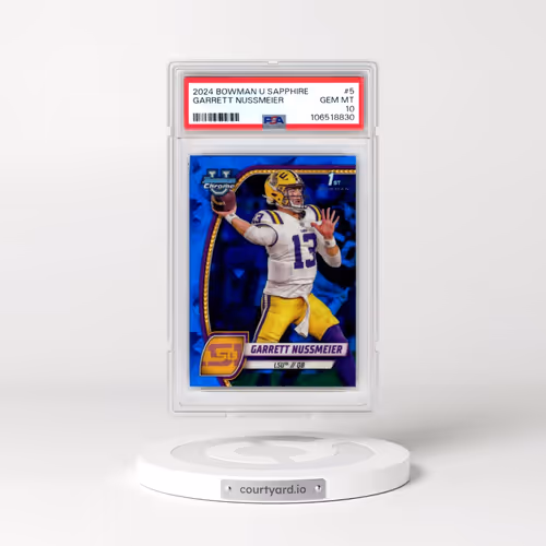 2024 Bowman University Chrome Sapphire #5 Garrett Nussmeier (PSA 10 GEM MINT)