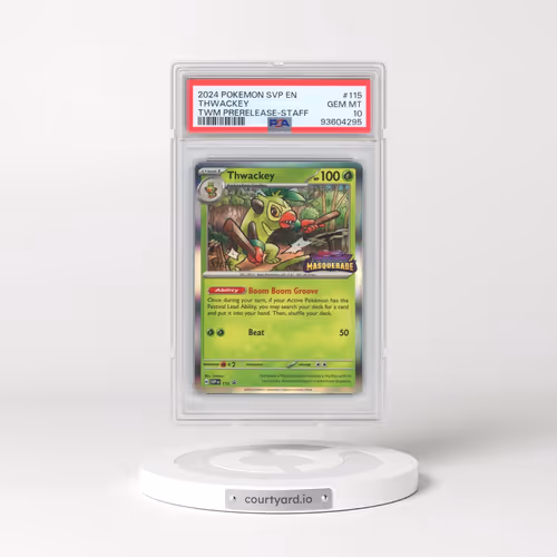2024 Pokémon Svp EN-SV Black Star Promo #115 Thwackey - Twilight Masquerade Prerelease-Staff (PSA 10