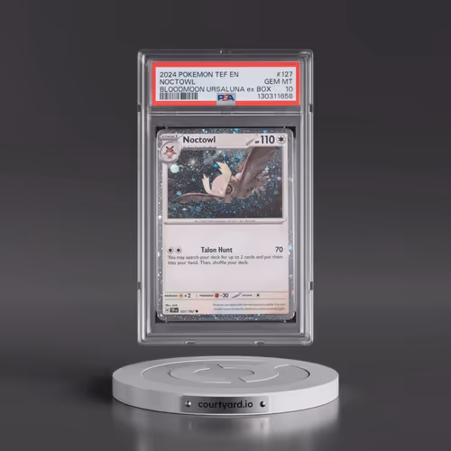 2024 Pokémon Tef EN-Temporal Forces #127 Noctowl - Bloodmoon Ursaluna EX Box (PSA 10 GEM MINT)
