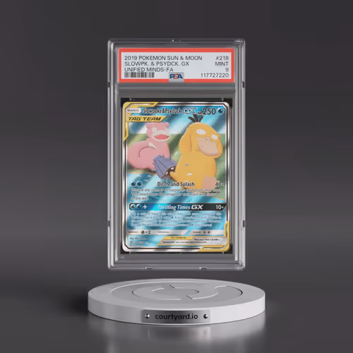 2019 Pokémon Sun & Moon Unified Minds #218 Slowpoke & Psyduck GX - Holo Full Art (PSA 9 MINT)