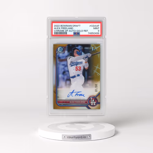 2022 Bowman Draft Chrome Draft Pick Autographs #CDAAF Alex Freeland - Gold Refractor (PSA 9 MINT)