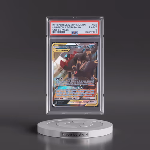 2019 Pokémon Sun & Moon Unified Minds #125 Umbreon & Darkrai GX - Holo (PSA 6 EX-MT)
