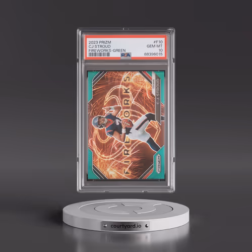 2023 Panini Prizm Fireworks #F10 CJ Stroud - Green Prizm (PSA 10 GEM MINT)