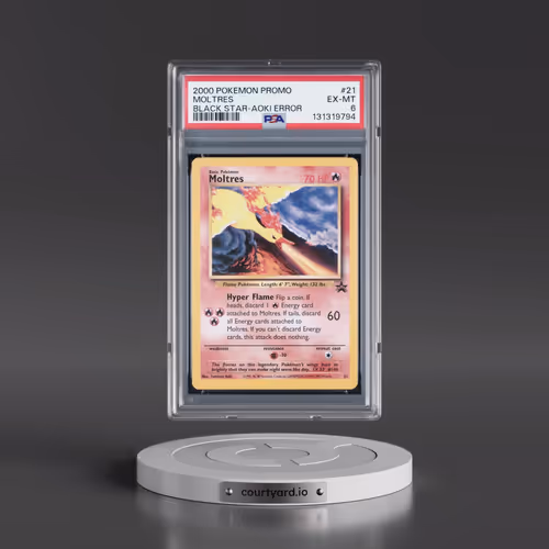 2000 Pokémon Promo Black Star #21 Moltres - Toshinao Aoki Error (PSA 6 EX-MT)