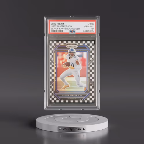 2022 Panini Prizm #190 Justin Jefferson - Black & White Checker (PSA 10 GEM MINT)