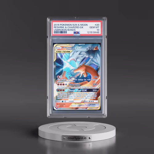 2019 Pokémon Sun & Moon Unbroken Bonds #20 Reshiram & Charizard GX - Holo (PSA 10 GEM MINT)