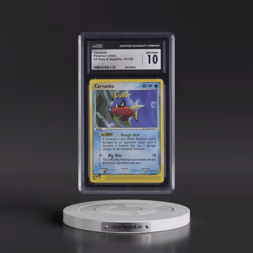 2003 EX Ruby & Sapphire (2003 Copyright, w/ "e" Symbol) #51/109 Carvanha (CGC 10 GEM MINT)