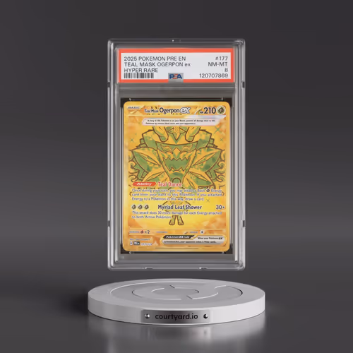 2025 Pokémon Pre EN-Prismatic Evolutions #177 Teal Mask Ogerpon EX - Holo Hyper Rare (PSA 8 NM-MT)