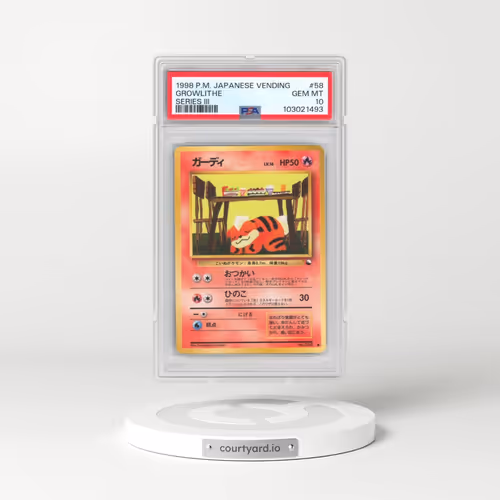 1998 Pokémon Vending #58 Growlithe - Series III (PSA 10 GEM MINT)