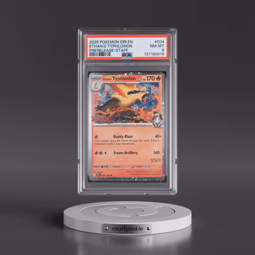 2025 Pokémon Dri EN-Destined Rivals #034 Ethan's Typhlosion - Prerelease-Staff (PSA 8 NM-MT)