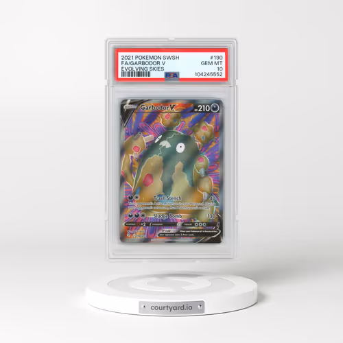 2021 Pokémon Sword & Shield Evolving Skies #190 Garbodor V - Holo Full Art (PSA 10 GEM MINT)