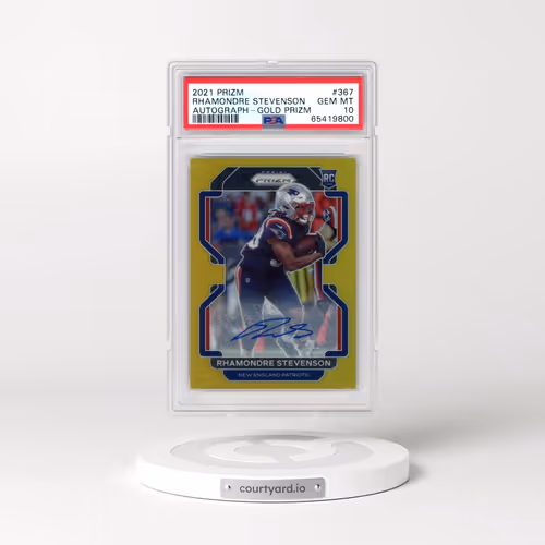 2021 Panini Prizm #367 Rhamondre Stevenson - Autograph-Gold Prizm (PSA 10 GEM MINT)