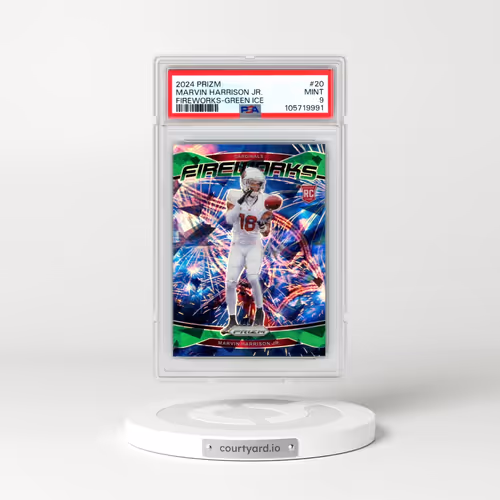 2024 Panini Prizm Fireworks #20 Marvin Harrison Jr. - Green Ice (PSA 9 MINT)