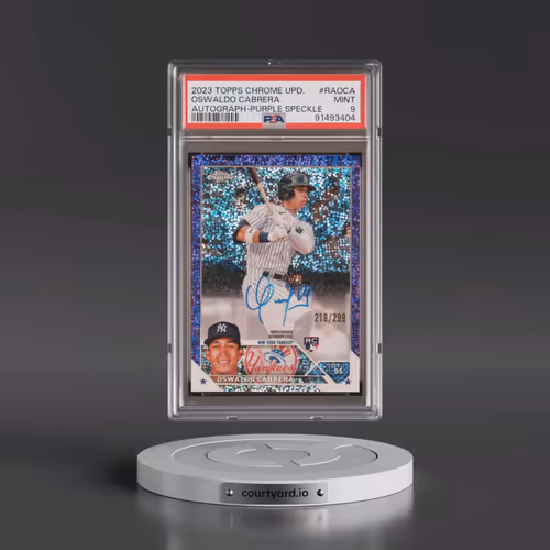 2023 Topps Chrome Update Autograph #RAOCA Oswaldo Cabrera - Purple Speckle Refractor (PSA 9 MINT)