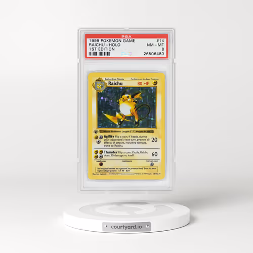 1999 Base Set #14 Raichu - 1st Edition Shadowless Holo (PSA 8 NM-MT)