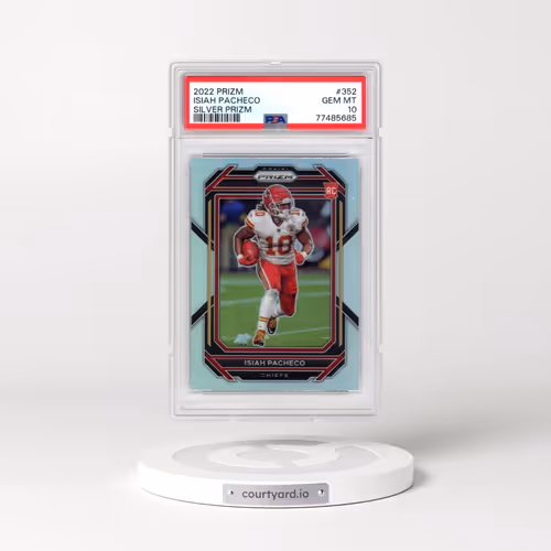 2022 Panini Prizm #352 Isiah Pacheco - Silver Prizm (PSA 10 GEM MINT)