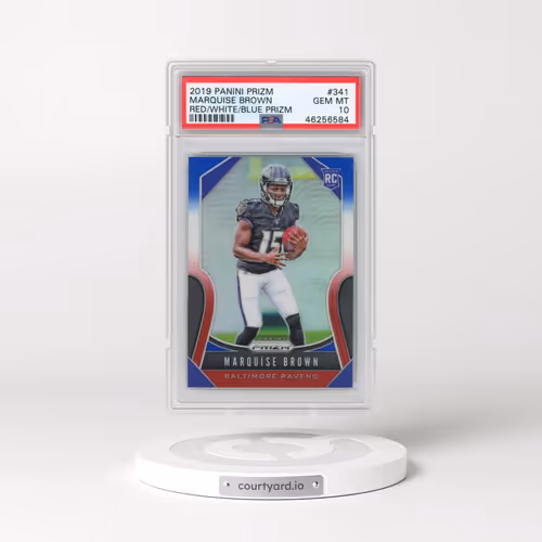2019 Panini Prizm #341 Marquise Brown - Red/White/Blue Prizm (PSA 10 GEM MINT)