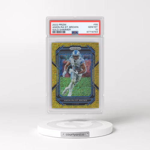2022 Panini Prizm #98 Amon-RA St. Brown - Gold Shimmer (PSA 10 GEM MINT)