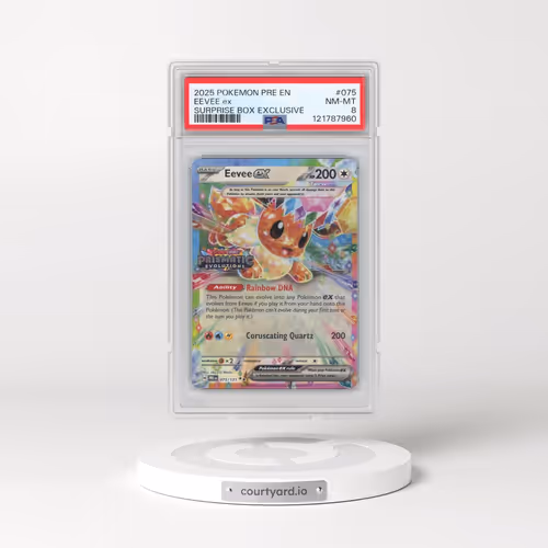 2025 Pokémon Pre EN-Prismatic Evolutions #075 Eevee EX - Holo Surprise Box Exclusive (PSA 8 NM-MT)