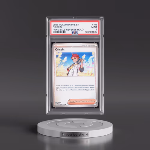 2025 Pokémon Pre EN-Prismatic Evolutions #105 Crispin - Reverse Holo Poke Ball (PSA 9 MINT)
