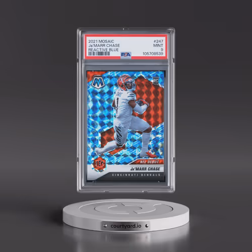 2021 Panini Mosaic #247 JA'Marr Chase - Reactive Blue (PSA 9 MINT)