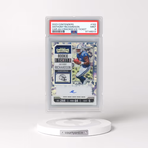 2023 Panini Contenders #102 Anthony Richardson - Variation-Autograph-Cracked Ice Ticket (PSA 9 MINT)