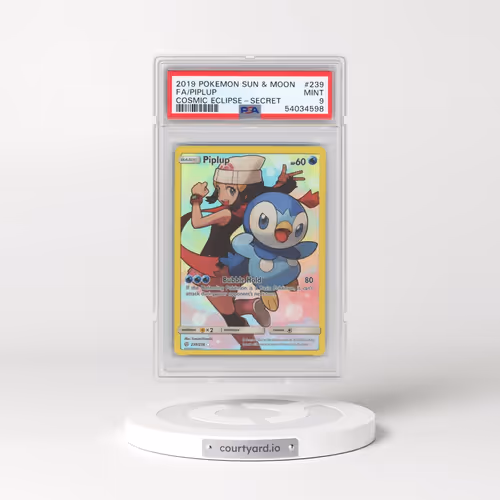2019 Pokémon Sun & Moon Cosmic Eclipse #239 Piplup - Full Art Secret (PSA 9 MINT)