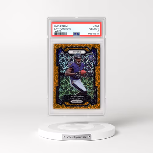 2023 Panini Prizm #307 Zay Flowers - Lazer Prizm (PSA 10 GEM MINT)