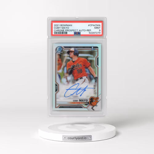 2021 Bowman Chrome Prospect Autographs #CPACMA Coby Mayo - Refractor (PSA 9 MINT)