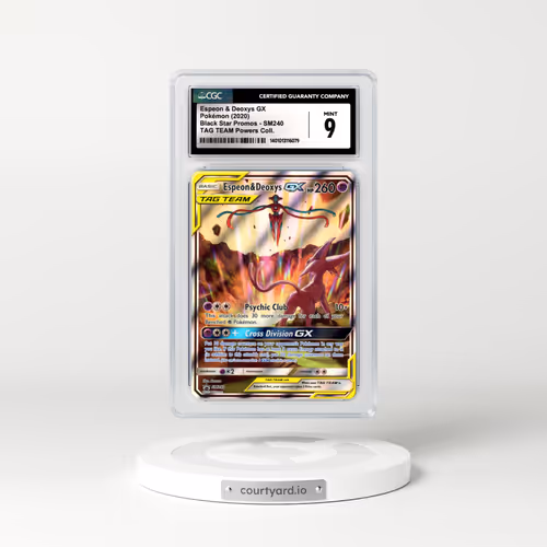 2016 Black Star Promos - Sun & Moon #SM240 Espeon & Deoxys GX - Holo TAG TEAM Powers Collection (CGC 9 MINT)
