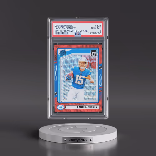 2024 Panini Donruss #328 Ladd McConkey - Optic Preview-Red Wave (PSA 10 GEM MINT)