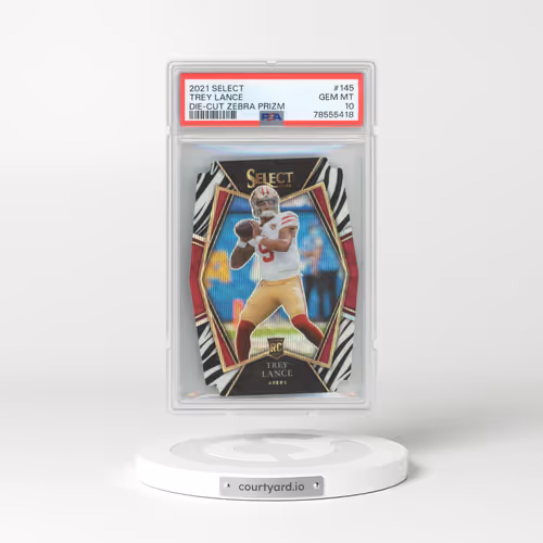 2021 Panini Select #145 Trey Lance - Die-Cut Zebra Prizm (PSA 10 GEM MINT)
