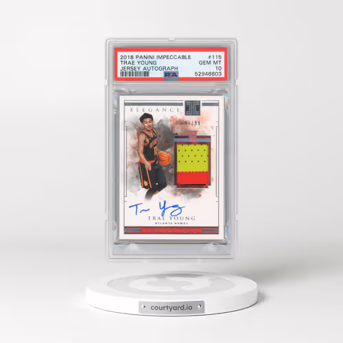 2018 Panini Impeccable #115 Trae Young - Jersey Autograph (PSA 10 GEM MINT)