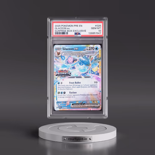 2025 Pokémon Pre EN-Prismatic Evolutions #026 Glaceon EX - Holo Surprise Box Exclusive (PSA 10 GEM M