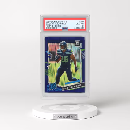 2023 Panini Donruss Optic #294 Zach Charbonnet - Purple Shock (PSA 10 GEM MINT)